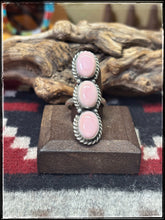 Load image into Gallery viewer, Eugene Belone, Navajo silversmith.  Sterling silver and three pink conch shell pieces.
