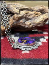 Load image into Gallery viewer, Kee Johnson, Navajo silversmith.  Sterling silver and Purple Haze composite stone necklace.  
