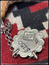 Load image into Gallery viewer, Kee Johnson, Navajo silversmith.  Sterling silver and Purple Haze composite stone necklace.   Hallmark stamp. 
