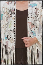 Load image into Gallery viewer, A faux suede poncho style top with western inspired images front and back. 
