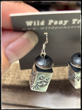 Load image into Gallery viewer, Tysha Aparicio, Navajo silversmith.  Sterling silver, handmade square and rondelle bead earrings. 
