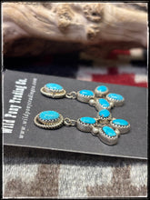 Load image into Gallery viewer, Annie Spencer, Navajo silversmith.  Sterling silver and Kingman turquoise earrings. 
