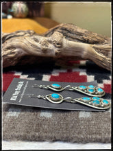 Load image into Gallery viewer, Priscilla Reeder, Navajo silversmith.  Sterling silver and turquoise double drop earrings. 
