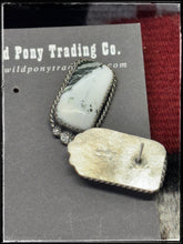 Load image into Gallery viewer, Virginia Becenti, Navajo silversmith.  Sterling silver and white buffalo, rectangular shaped stud earrings. 
