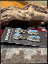Load image into Gallery viewer, Ernest Reeder, Navajo silversmith.  Sterling silver and Golden Hills turquoise earrings.  
