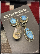 Load image into Gallery viewer, Ernest Reeder, Navajo silversmith.  Sterling silver and Golden Hills turquoise earrings.  
