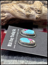 Load image into Gallery viewer, Eugene Belone, Navajo silversmith.  Sterling silver and cotton candy (composite stone) stud earrings. 
