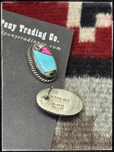 Load image into Gallery viewer, Eugene Belone, Navajo silversmith.  Sterling silver and cotton candy (composite stone) stud earrings. 
