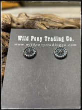 Load image into Gallery viewer, Sterling silver, button stud concho earrings. 
