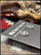 Load image into Gallery viewer, Sterling silver, button stud concho earrings. 
