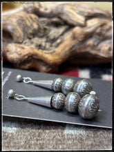 Load image into Gallery viewer, Sterling silver, machine blown beads with stampwork.  
