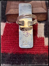 Load image into Gallery viewer, Pink shell bar ring from Navajo silversmith Priscilla Reeder. 
