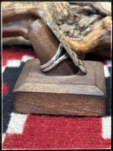 Load image into Gallery viewer, Sterling silver bump out bar ring from Navajo silversmith Priscilla Reeder. 
