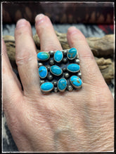 Load image into Gallery viewer, Sheila Becenti 9 Stone Turquoise Ring
