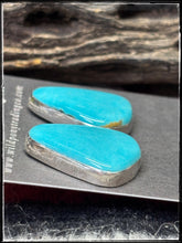 Load image into Gallery viewer, Eugene Gruber, Navajo silversmith.  Sterling silver and brilliant blue turquoise , larger stud earrings. 
