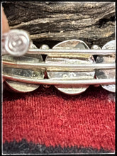 Load image into Gallery viewer, Priscilla Reeder, Navajo silversmith. Sterling silver and 5 white buffalo stone row bracelet.  PR hallmark stamp  
