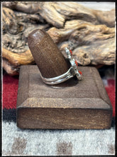 Load image into Gallery viewer, Priscilla Reeder, Navajo silversmith.  Sterling silver and coral cluster ring.  
