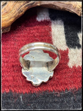 Load image into Gallery viewer, Priscilla Reeder, Navajo silversmith.  Sterling silver and coral cluster ring.   Hallmark stamp. 
