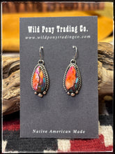 Load image into Gallery viewer, Freda Martinez, Navajo silversmith.  Pink Dahlia drop earrings. 
