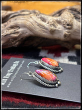 Load image into Gallery viewer, Freda Martinez, Navajo silversmith.  Pink Dahlia drop earrings. 
