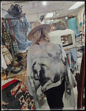 Load image into Gallery viewer, An oversized, sheer linen overlay featuring wild, running horses.
