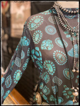 Load image into Gallery viewer, Turquoise cluster mesh top from Sterling Kreek Clothing
