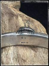 Load image into Gallery viewer, Benson Shorty, Navajo silversmith sterling silver and Sonoran Gold cuff - hallmark
