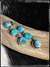 Load image into Gallery viewer, Anton Hurley Navajo silversmith, triple turquoise earrings

