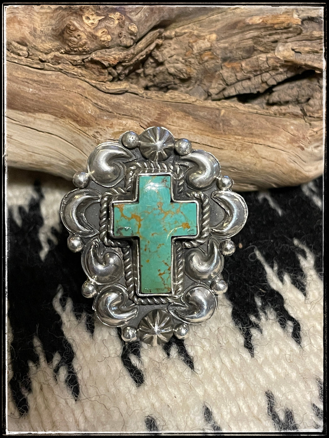 Sterling silver and stone/shell cross rings from Navajo silversmith Richard Jim - Turquoise