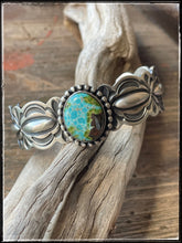 Load image into Gallery viewer, Arnold Blackgoat Nacozari turquoise cuff. 
