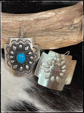 Load image into Gallery viewer, Leander Tahe, sterling silver and turquoise 4 corners earrings
