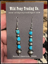 Load image into Gallery viewer, Sterling Silver &quot;Pearl&quot; Bead &amp; Turquoise Stick Earrings
