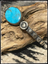 Load image into Gallery viewer, Chimney Butte sterling silver, turquoise stacker cuff
