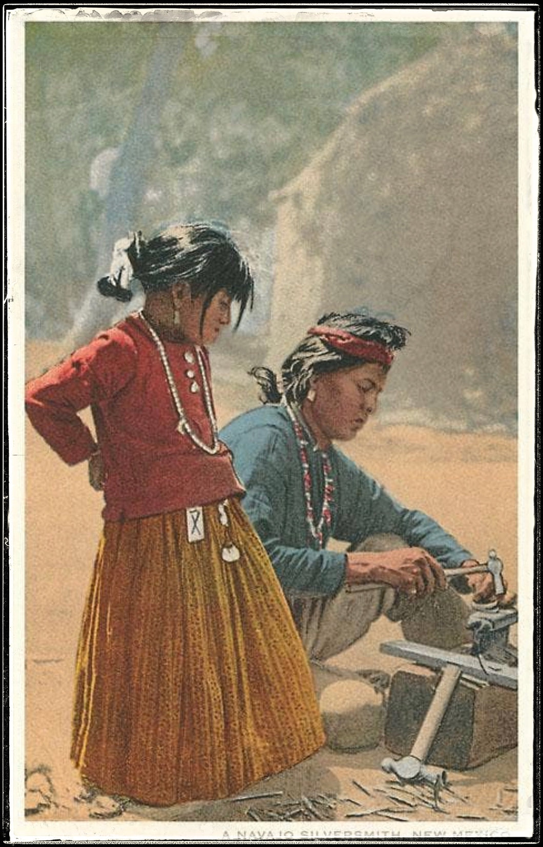 Navajo Silversmith and Daughter