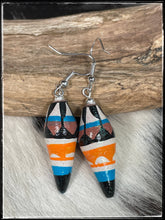 Load image into Gallery viewer, Benny Chinana Jemez Pueblo artist, hand painted clay earrings

