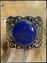 Load image into Gallery viewer, Darryl Becenti sterling silver and Lapis Lazuli cuff
