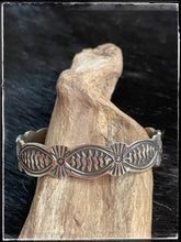 Load image into Gallery viewer, Arnold Blackgoat sterling silver, hand stamped, stacker cuff
