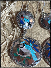 Load image into Gallery viewer, Quintin Quam inlay bird earrings, sterling silver
