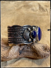 Load image into Gallery viewer, Guy Hoskie Sterling silver and Lapis 3 stone cuff
