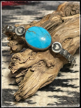 Load image into Gallery viewer, Chimney Butte sterling silver, turquoise stacker cuff
