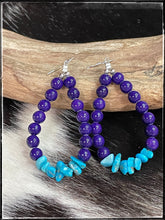Load image into Gallery viewer, Louise Joe turquoise nugget and sugilite bead earrings
