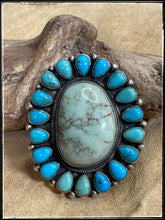 Load image into Gallery viewer, Kathleen Chavez large turquoise and sterling silver cluster ring
