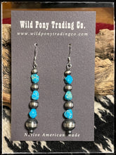 Load image into Gallery viewer, Sterling silver &quot;Pearl&quot; bead and turquoise earrings
