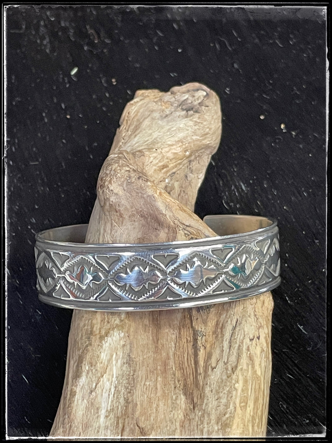 Adrian Reeves Long, Navajo stamped cuff, sterling silver