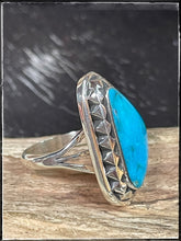 Load image into Gallery viewer, Sterling silver and turquoise rings from Navajo silversmith Mike Smith. Both size 8.
