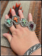 Load image into Gallery viewer, Sterling silver and stone/shell cross rings from Navajo silversmith Richard Jim
