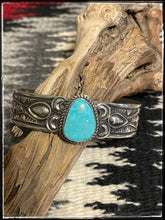Load image into Gallery viewer, Freddie Maloney sterling silver and turquoise cuff
