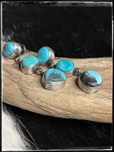 Load image into Gallery viewer, Anton Hurley Navajo silversmith, triple turquoise earrings
