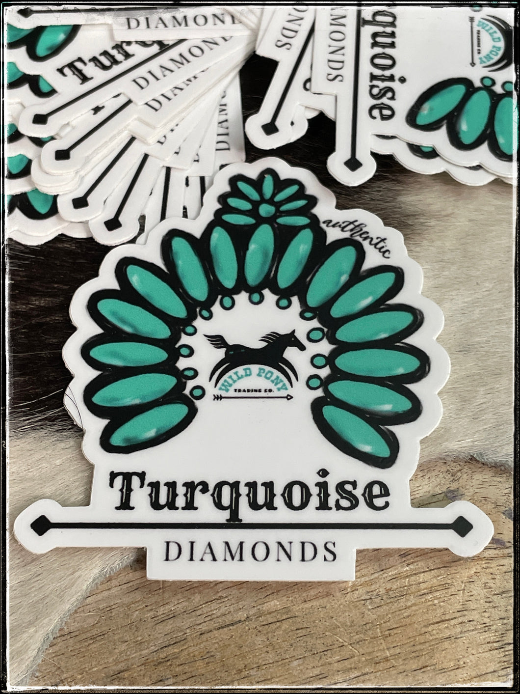 Turquoise over Diamonds Sticker
