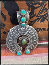Load image into Gallery viewer, Darryl Becenti turquoise and sterling silver Naja pendants
